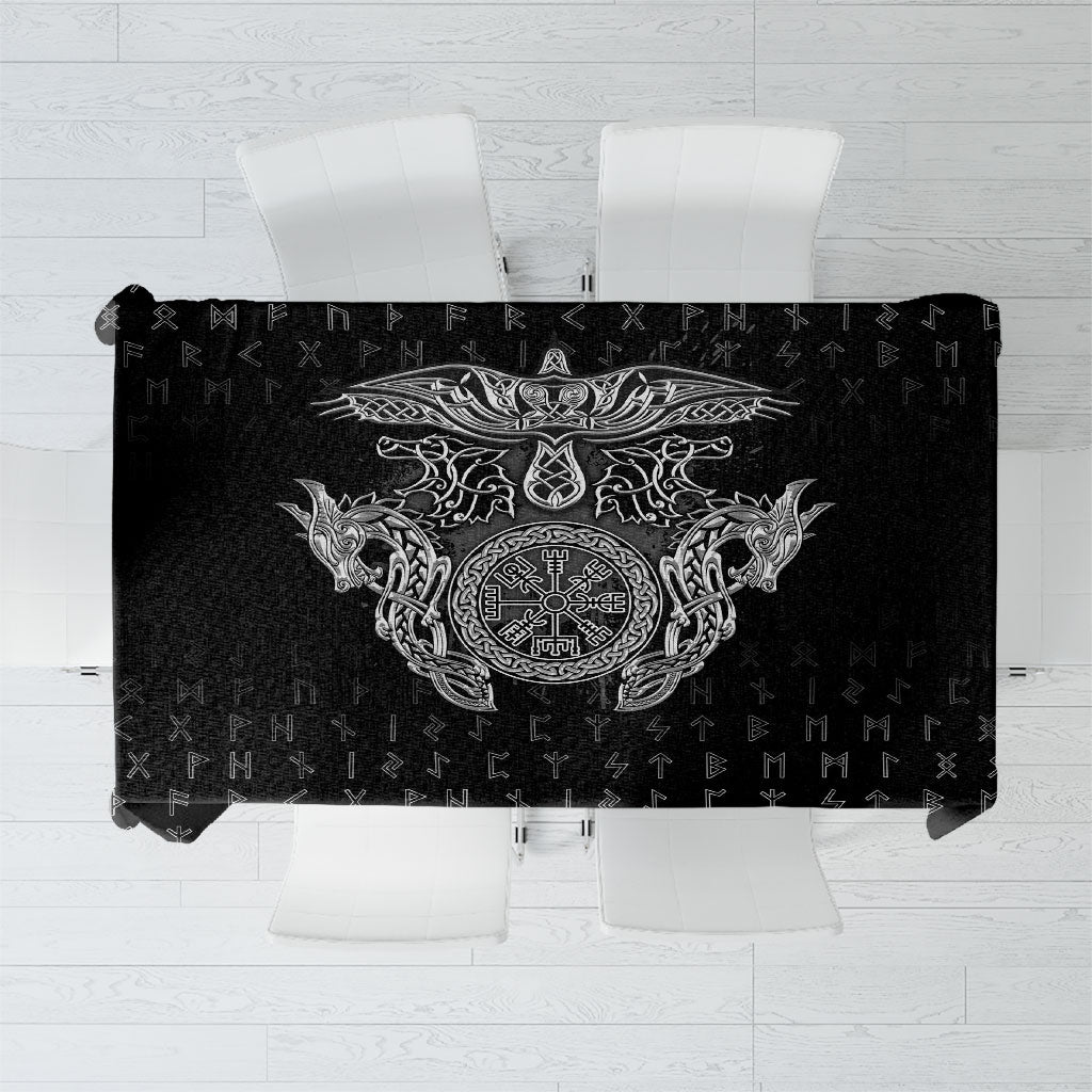 Viking Vegvisir Serpent Rune Cross Tablecloth Nordic Knotwork Runic Engraving Style