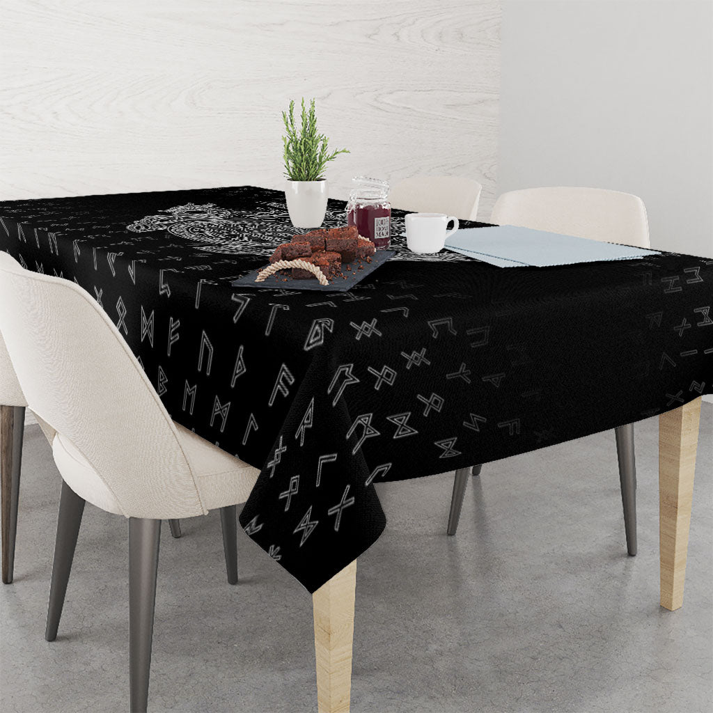 Viking Vegvisir Serpent Rune Cross Tablecloth Nordic Knotwork Runic Engraving Style