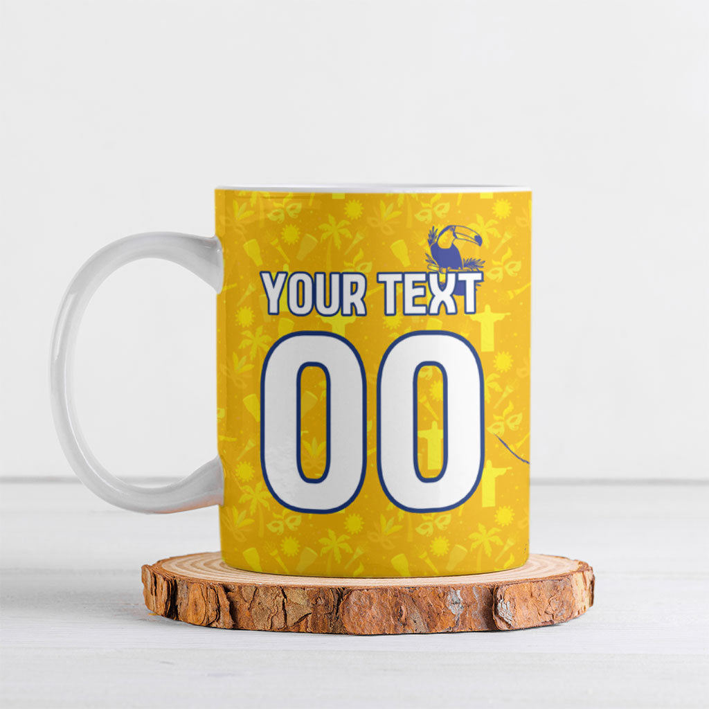 Personalized Brazil Soccer Football Jaguar Ceramic Mug Christ The Redeeme - Soccer Mascot With Carnival Vibes