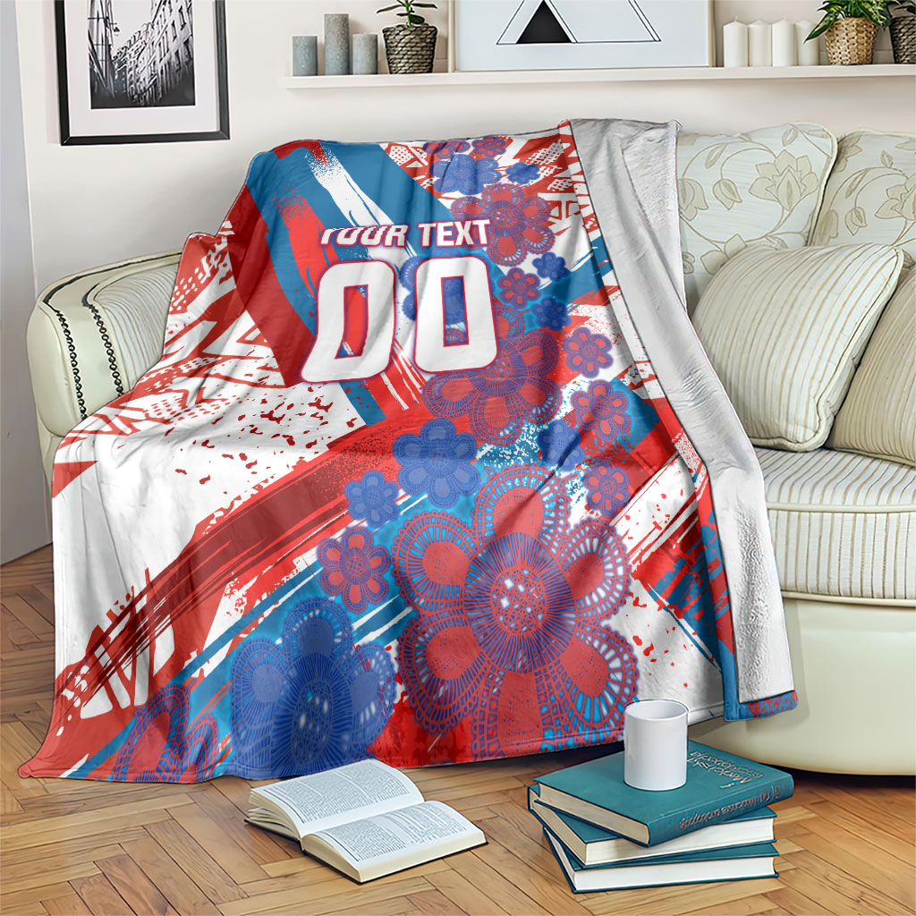 Personalized Paraguay Soccer Blanket Lion Football Mascot - Guarani Folk Art - Traditional Harp And Guitar