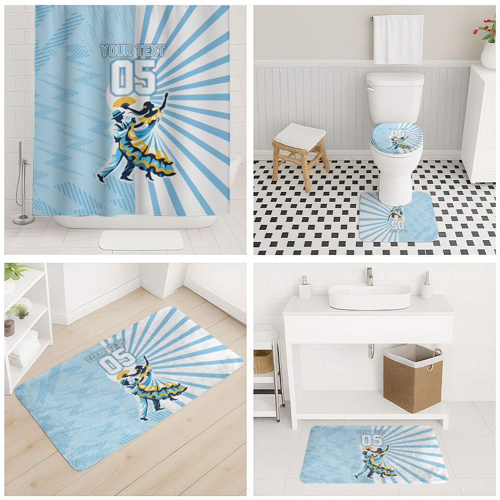Personalized Uruguay Soccer Bathroom Set Cultural Dance Drums Sun Emblem Dynamic Flag