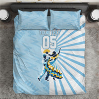 Personalized Uruguay Soccer Bedding Set Cultural Dance Drums Sun Emblem Dynamic Flag
