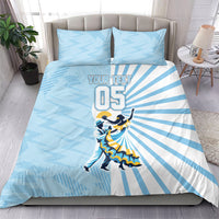 Personalized Uruguay Soccer Bedding Set Cultural Dance Drums Sun Emblem Dynamic Flag