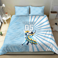 Personalized Uruguay Soccer Bedding Set Cultural Dance Drums Sun Emblem Dynamic Flag