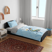 Personalized Uruguay Soccer Bedding Set Cultural Dance Drums Sun Emblem Dynamic Flag