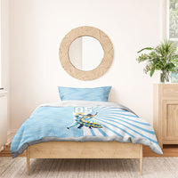 Personalized Uruguay Soccer Bedding Set Cultural Dance Drums Sun Emblem Dynamic Flag