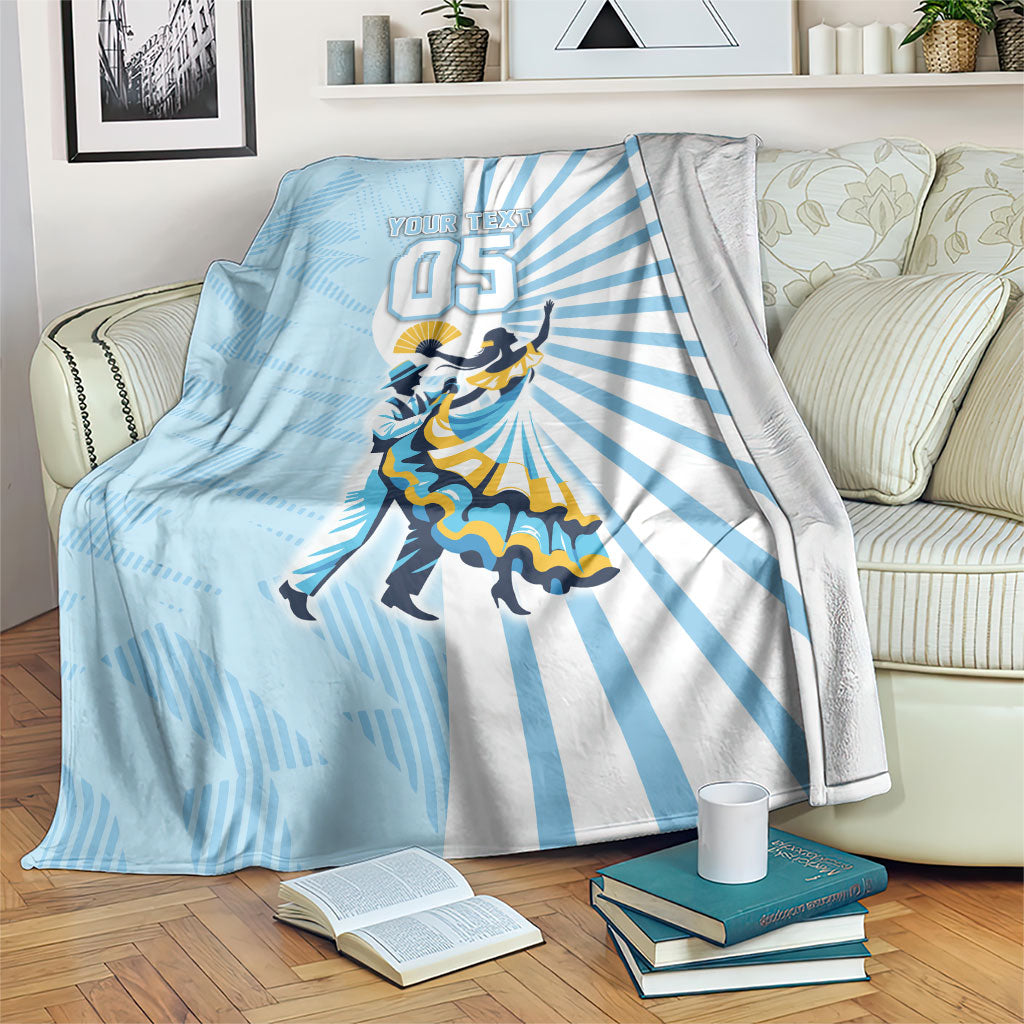 Personalized Uruguay Soccer Blanket Cultural Dance Drums Sun Emblem Dynamic Flag