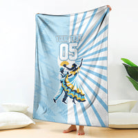 Personalized Uruguay Soccer Blanket Cultural Dance Drums Sun Emblem Dynamic Flag