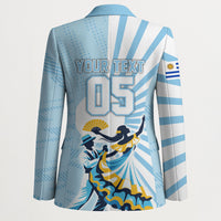 Personalized Uruguay Soccer Blazer Cultural Dance Drums Sun Emblem Dynamic Flag
