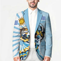 Personalized Uruguay Soccer Blazer Cultural Dance Drums Sun Emblem Dynamic Flag
