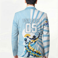 Personalized Uruguay Soccer Blazer Cultural Dance Drums Sun Emblem Dynamic Flag