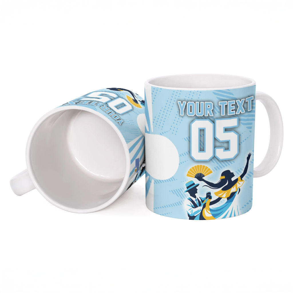 Personalized Uruguay Soccer Ceramic Mug Cultural Dance Drums Sun Emblem Dynamic Flag