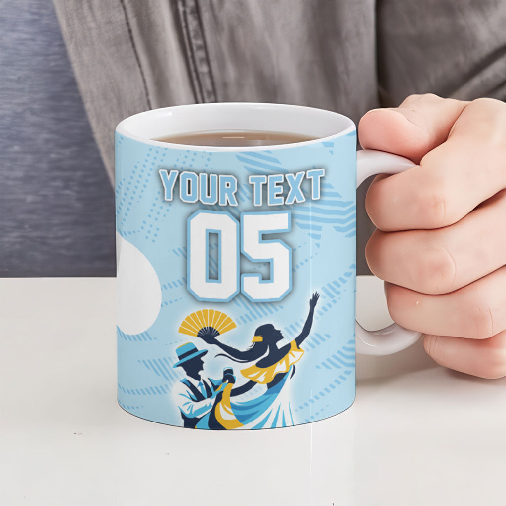 Personalized Uruguay Soccer Ceramic Mug Cultural Dance Drums Sun Emblem Dynamic Flag