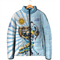Personalized Uruguay Soccer Padded Jacket Cultural Dance Drums Sun Emblem Dynamic Flag
