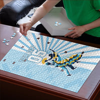 Personalized Uruguay Soccer Puzzle Cultural Dance Drums Sun Emblem Dynamic Flag
