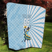 Personalized Uruguay Soccer Quilt Cultural Dance Drums Sun Emblem Dynamic Flag