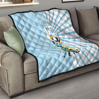 Personalized Uruguay Soccer Quilt Cultural Dance Drums Sun Emblem Dynamic Flag