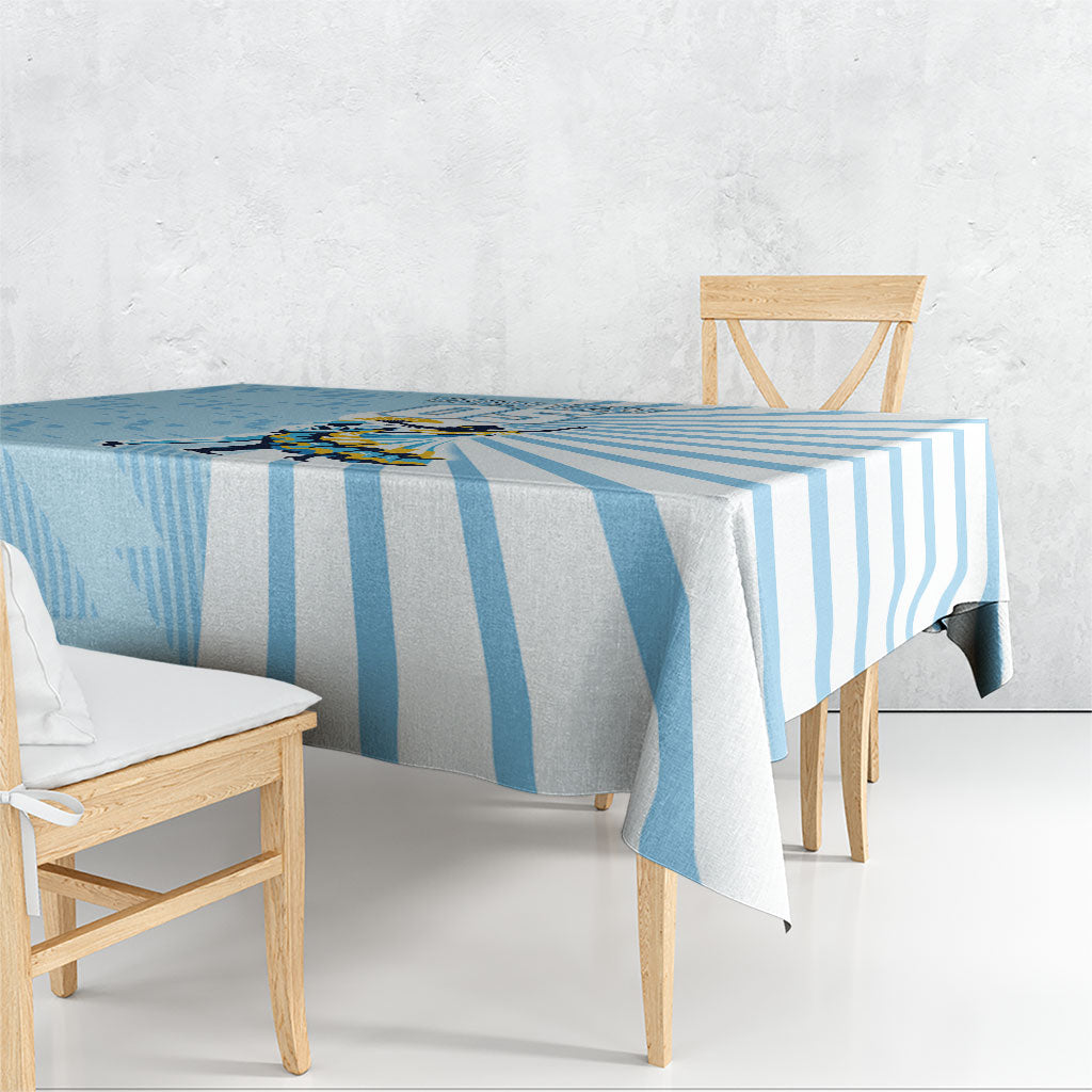Personalized Uruguay Soccer Tablecloth Cultural Dance Drums Sun Emblem Dynamic Flag