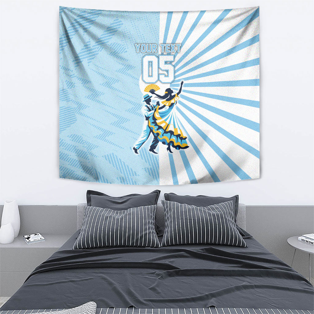 Personalized Uruguay Soccer Tapestry Cultural Dance Drums Sun Emblem Dynamic Flag