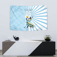 Personalized Uruguay Soccer Tapestry Cultural Dance Drums Sun Emblem Dynamic Flag