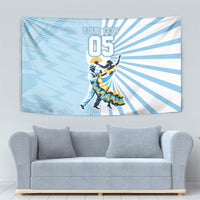 Personalized Uruguay Soccer Tapestry Cultural Dance Drums Sun Emblem Dynamic Flag