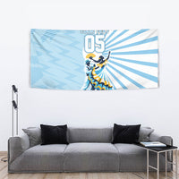 Personalized Uruguay Soccer Tapestry Cultural Dance Drums Sun Emblem Dynamic Flag