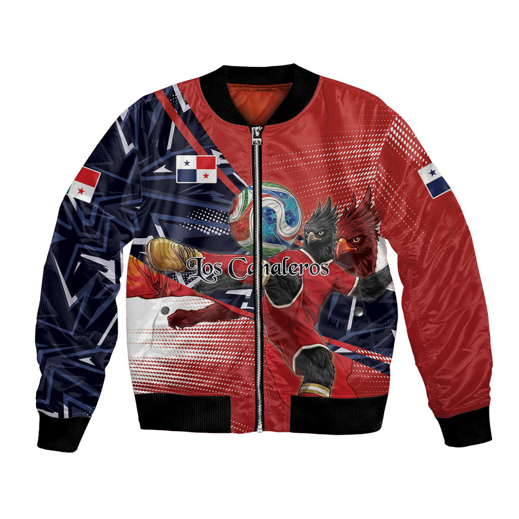 Personalized Panama Football Bomber Jacket Los Canaleros Harpy Eagle Mascot - National Flag Colors