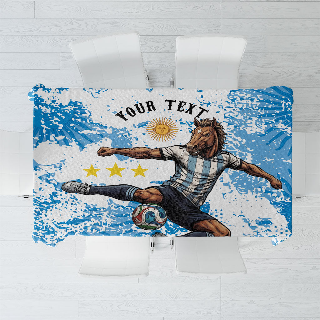 Personalized La Seleccion Argentina Soccer Tablecloth Football Sun Of May Athletic Horse Mascot - Distressed Grunge Art