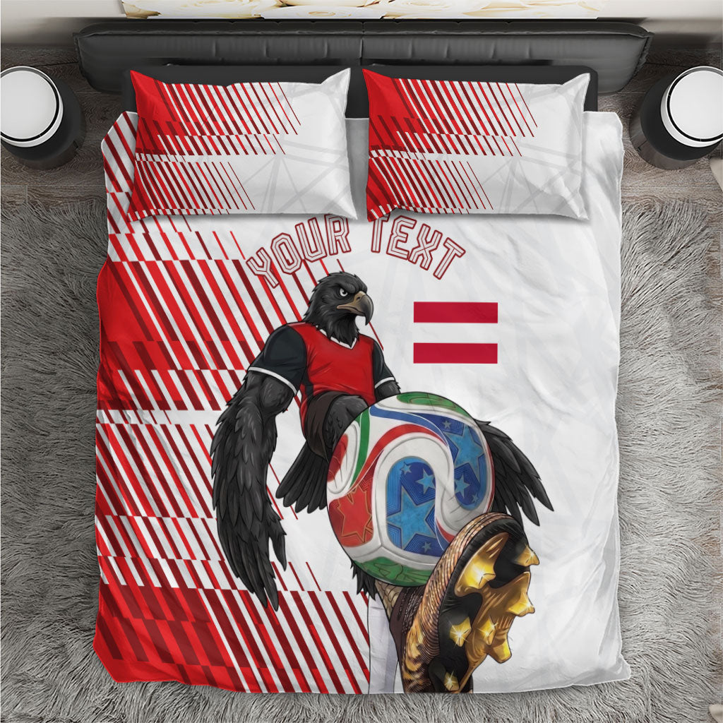 Personalized Austria Football Bedding Set Unsere Burschen Striped Graphic With Action Player
