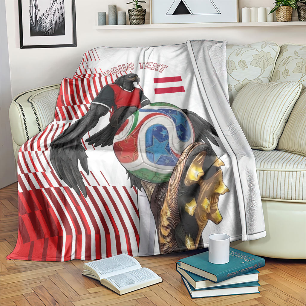 Personalized Austria Football Blanket Unsere Burschen Striped Graphic With Action Player