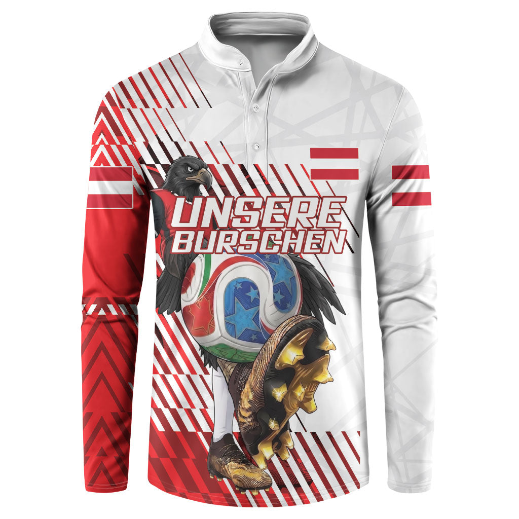 Personalized Austria Football Button Sweatshirt Unsere Burschen Striped Graphic With Action Player