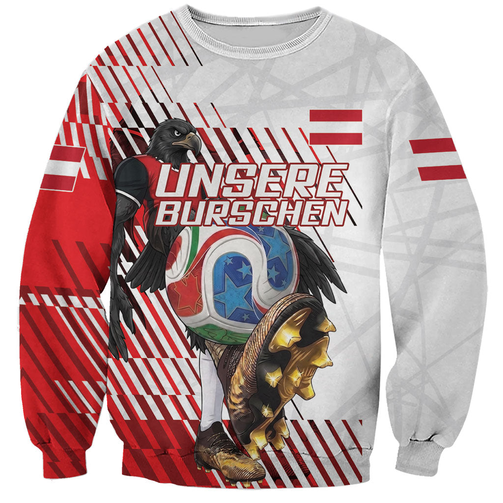 Personalized Austria Football Sweatshirt Unsere Burschen Striped Graphic With Action Player