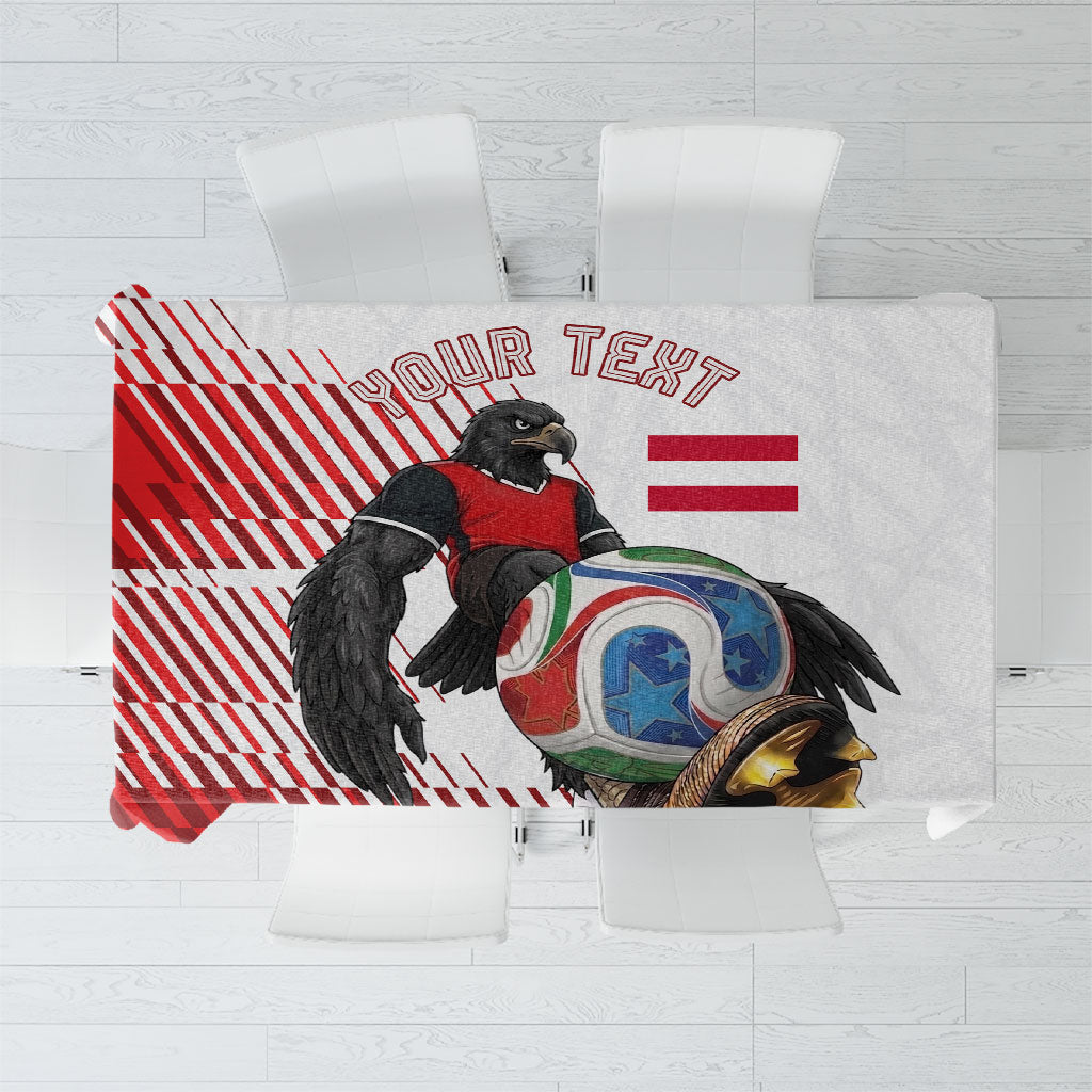 Personalized Austria Football Tablecloth Unsere Burschen Striped Graphic With Action Player