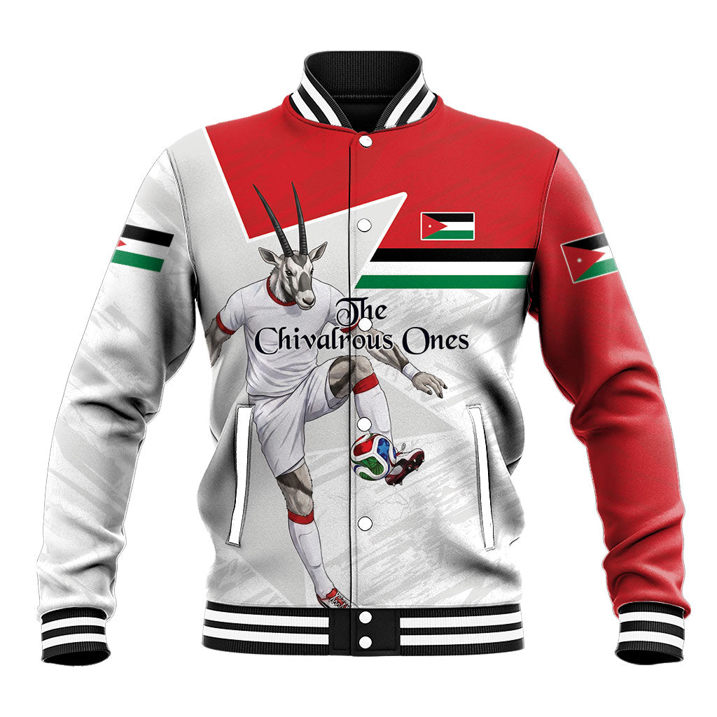 Personalized Jordan Football Baseball Jacket The Chivalrous Ones Soccer Player - Jordanian Flag Heritage