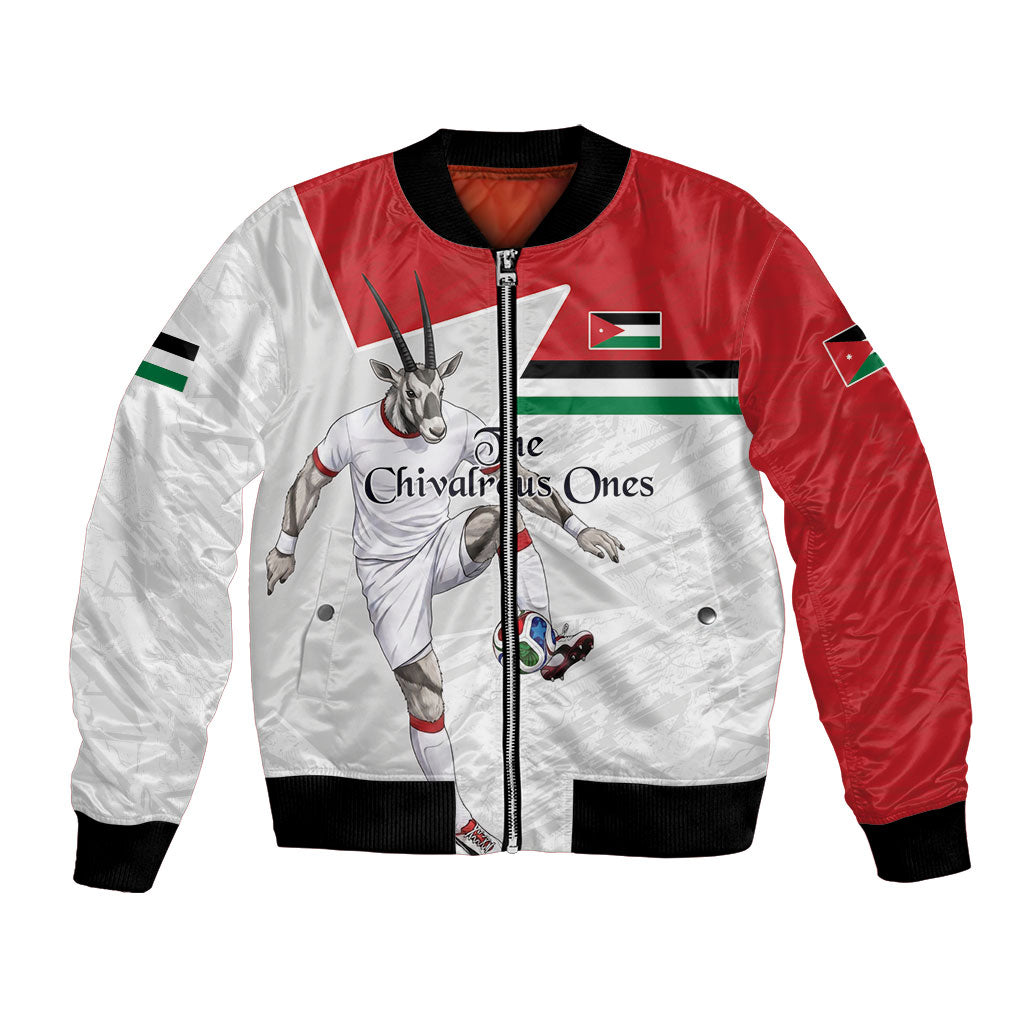 Personalized Jordan Football Bomber Jacket The Chivalrous Ones Soccer Player - Jordanian Flag Heritage