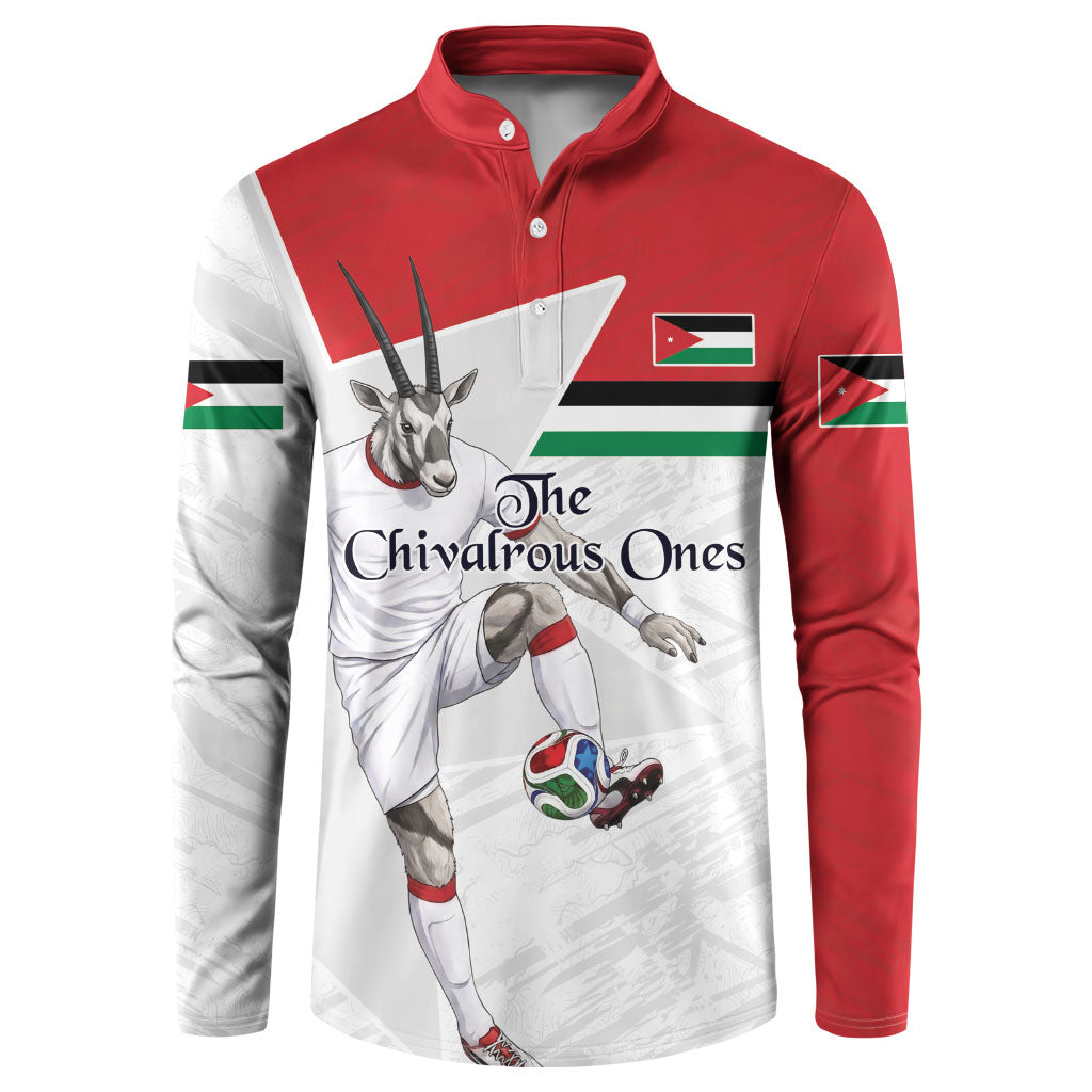Personalized Jordan Football Button Sweatshirt The Chivalrous Ones Soccer Player - Jordanian Flag Heritage