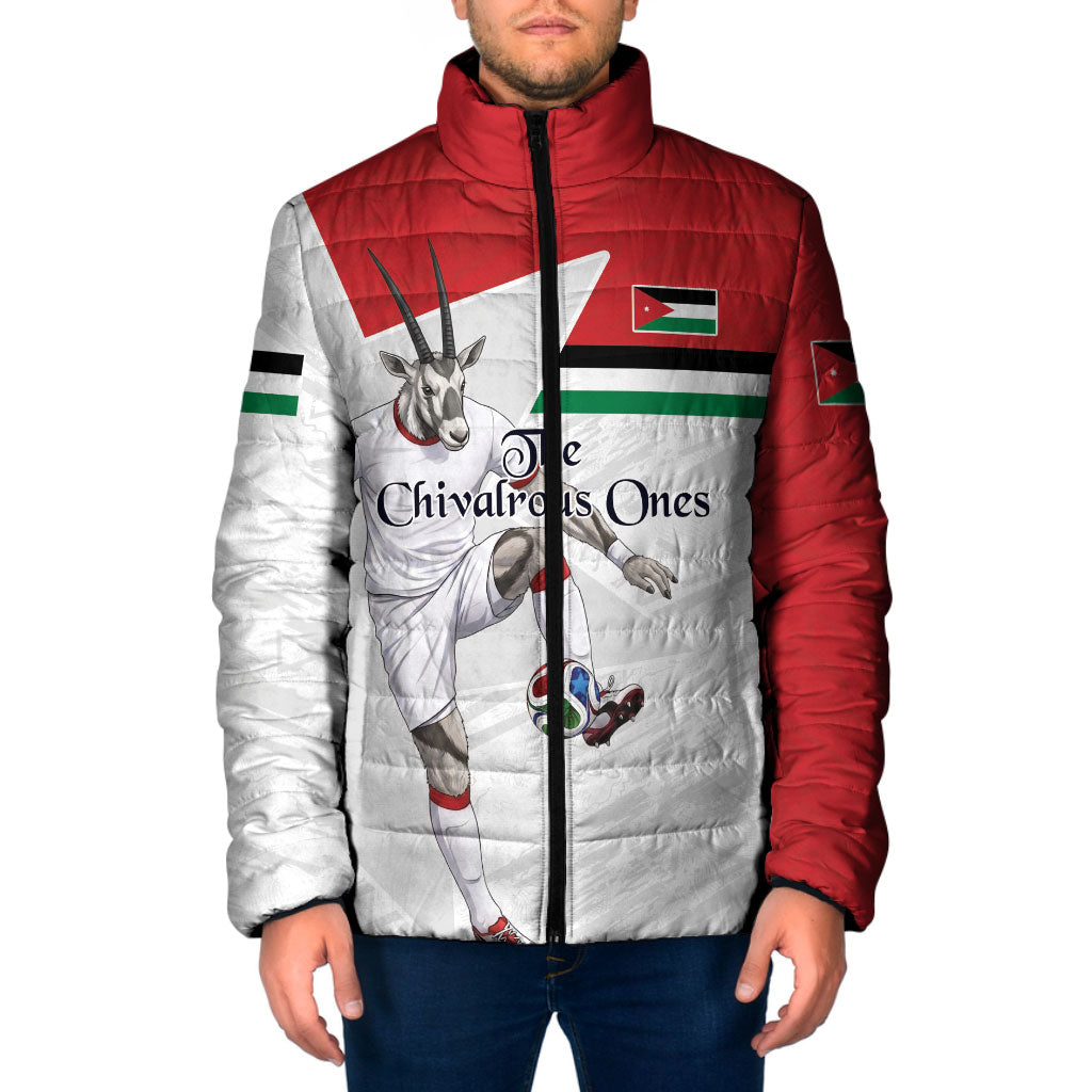 Personalized Jordan Football Padded Jacket The Chivalrous Ones Soccer Player - Jordanian Flag Heritage