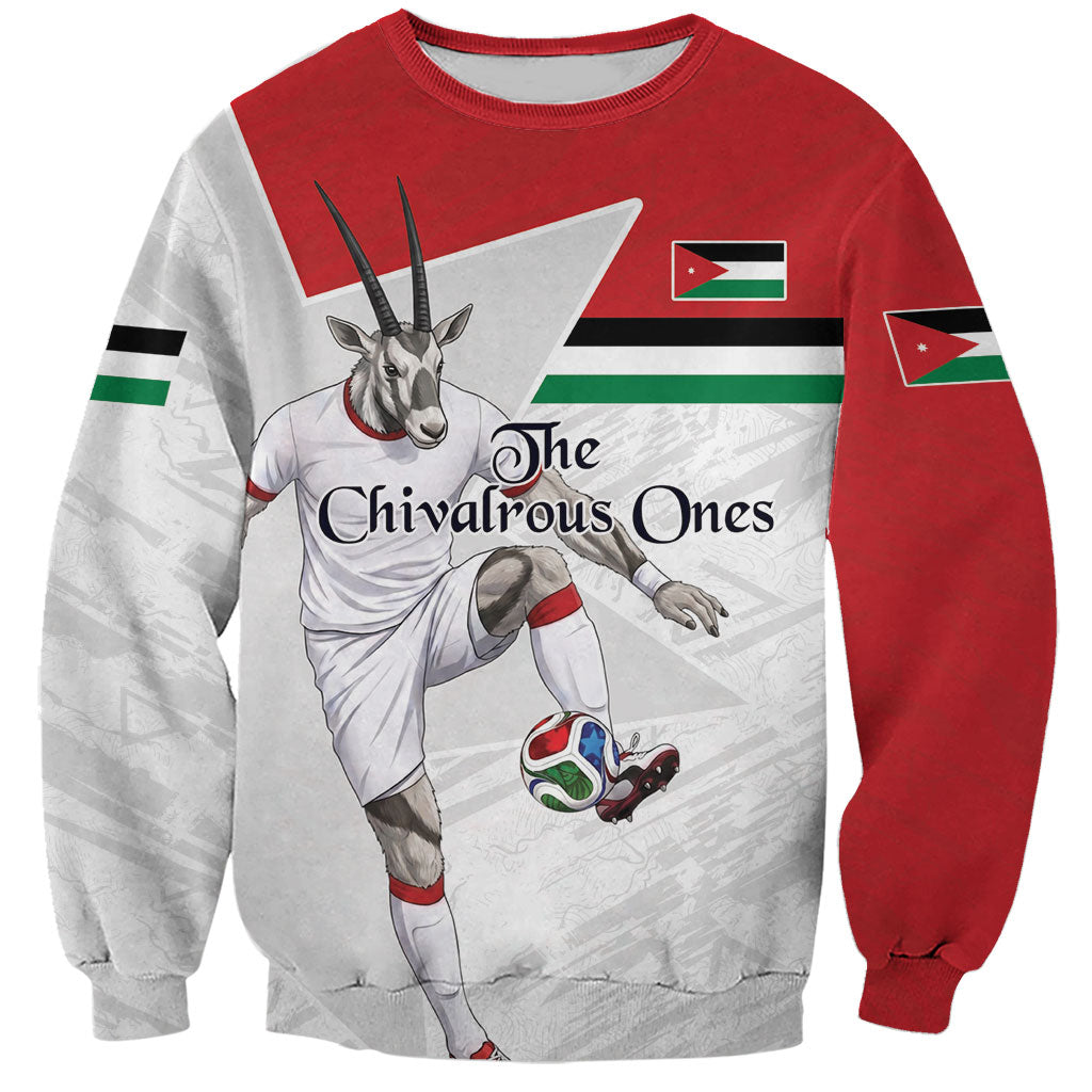 Personalized Jordan Football Sweatshirt The Chivalrous Ones Soccer Player - Jordanian Flag Heritage