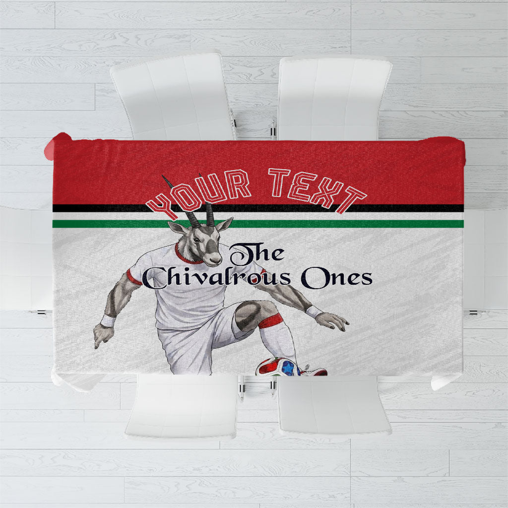 Personalized Jordan Football Tablecloth The Chivalrous Ones Soccer Player - Jordanian Flag Heritage