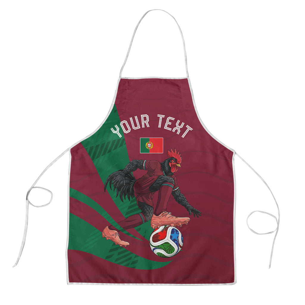 Personalized Portugal Football Selecao Das Quinas Apron Iconic Soccer Player Illustration With Portugal Flag