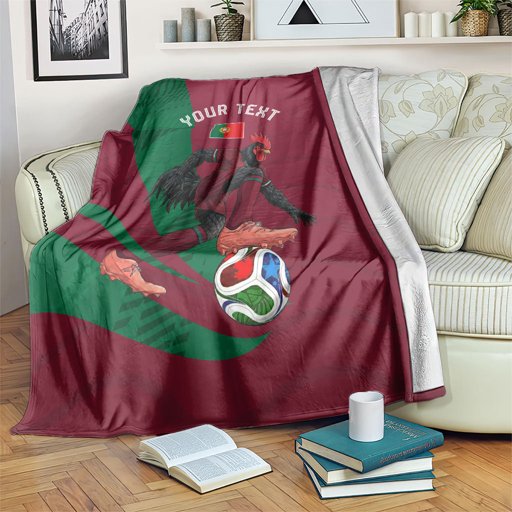 Personalized Portugal Football Selecao Das Quinas Blanket Iconic Soccer Player Illustration With Portugal Flag