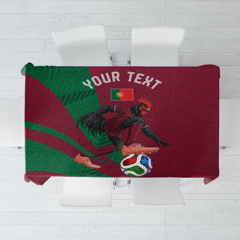 Personalized Portugal Football Selecao Das Quinas Tablecloth Iconic Soccer Player Illustration With Portugal Flag