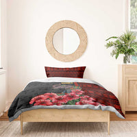 Equatorial Guinea Elephant Bedding Set with Hibiscus Flowers and Tribal Patterns