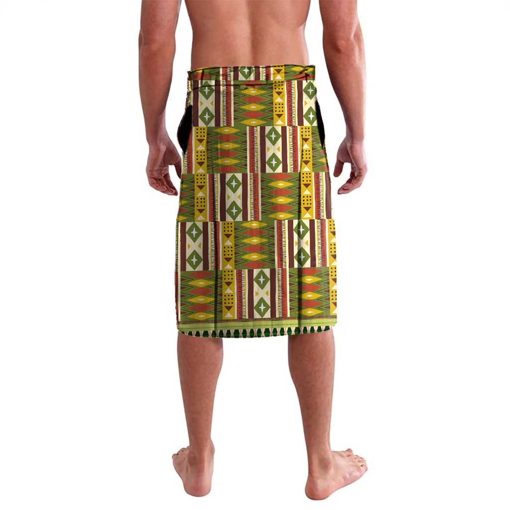 Equatorial Guinea Lavalava with Lion Print and Traditional African Kente Patterns