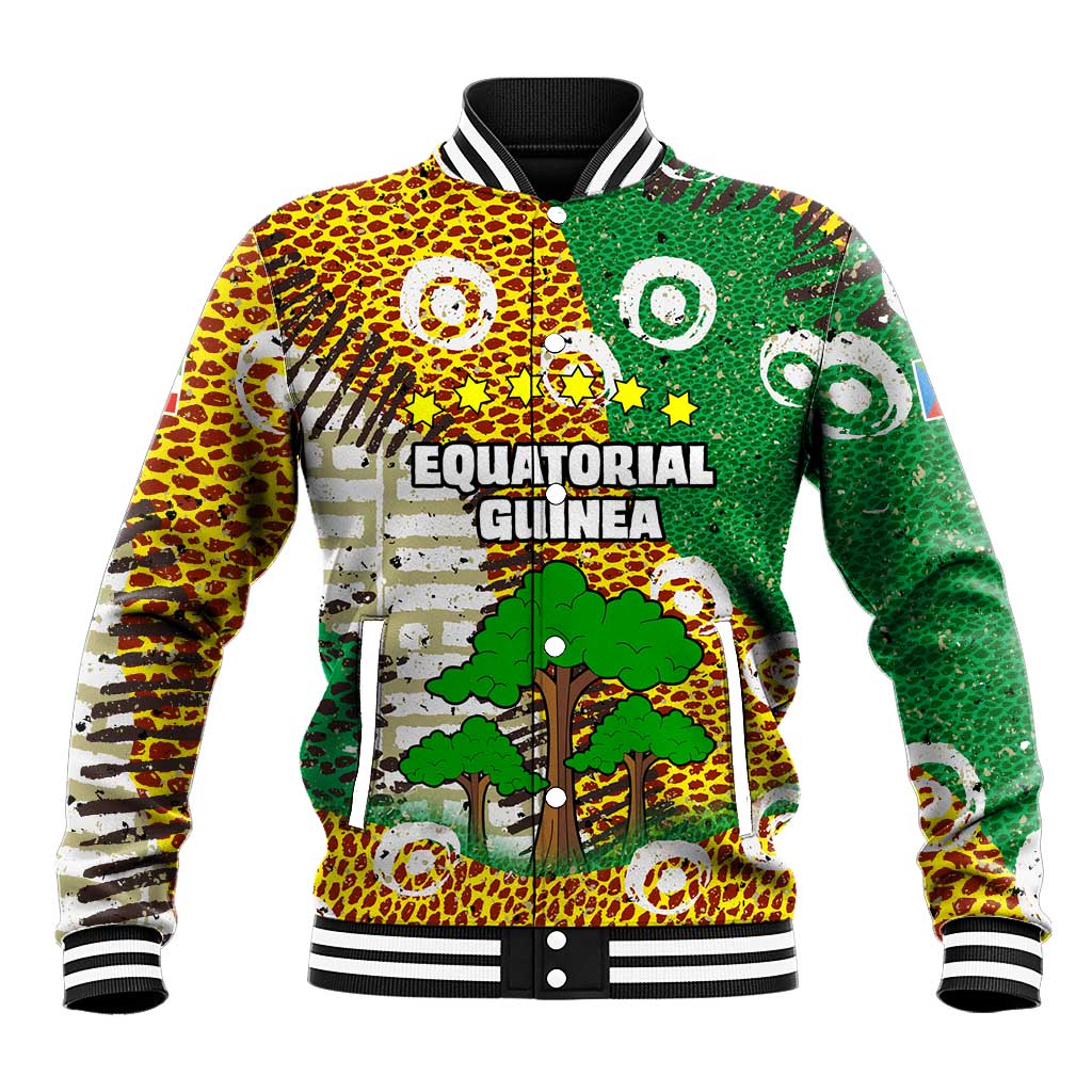 Equatorial Guinea Baobab Tree Baseball Jacket with Tribal Patterns and Heritage Quote