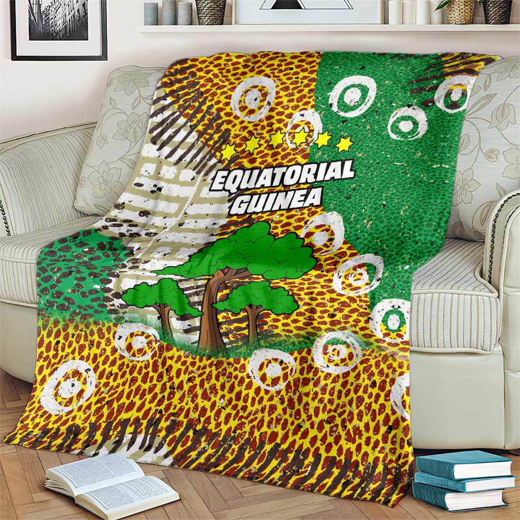 Equatorial Guinea Baobab Tree Blanket with Tribal Patterns and Heritage Quote