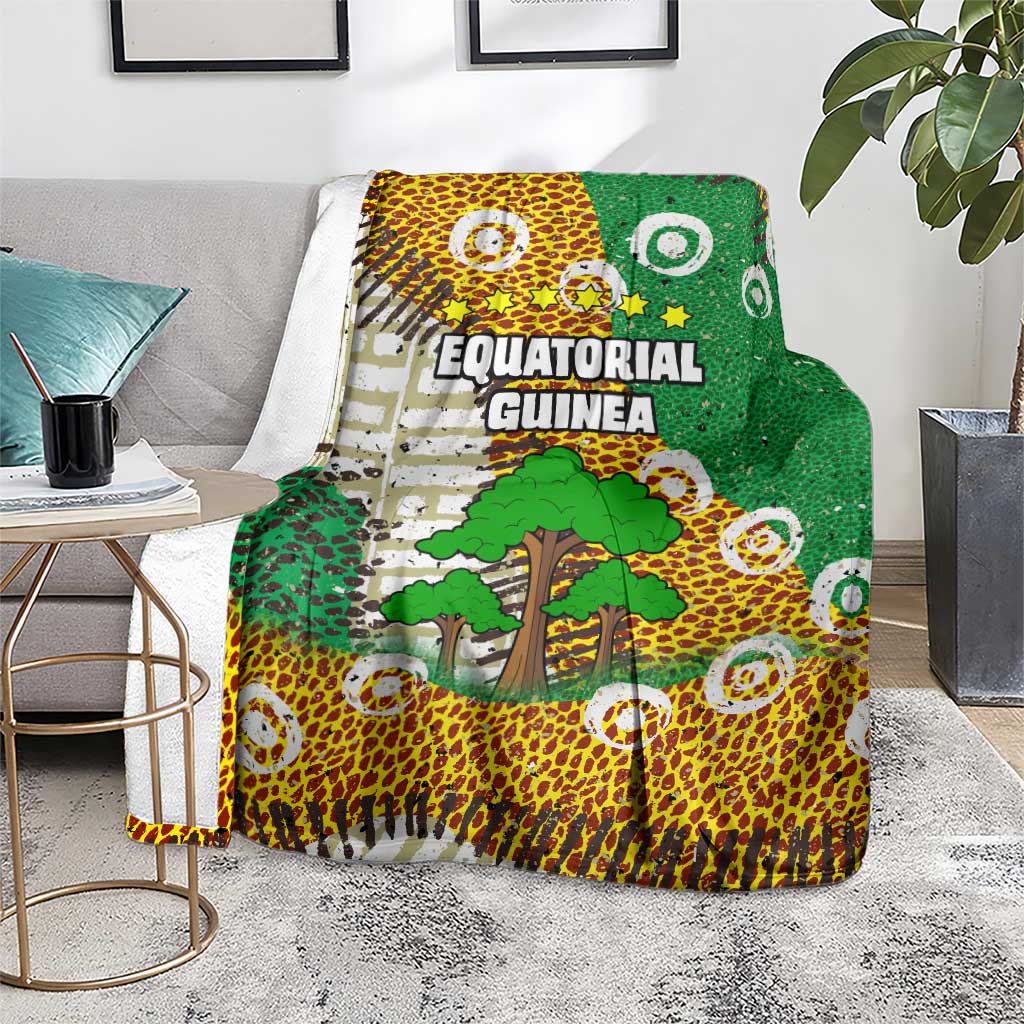 Equatorial Guinea Baobab Tree Blanket with Tribal Patterns and Heritage Quote