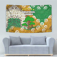 Equatorial Guinea Baobab Tree Tapestry with Tribal Patterns and Heritage Quote