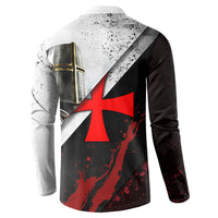 Knights Templar Button Sweatshirt Crusader Warrior Full Armor Red Cross