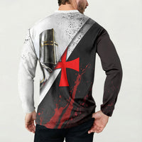 Knights Templar Button Sweatshirt Crusader Warrior Full Armor Red Cross